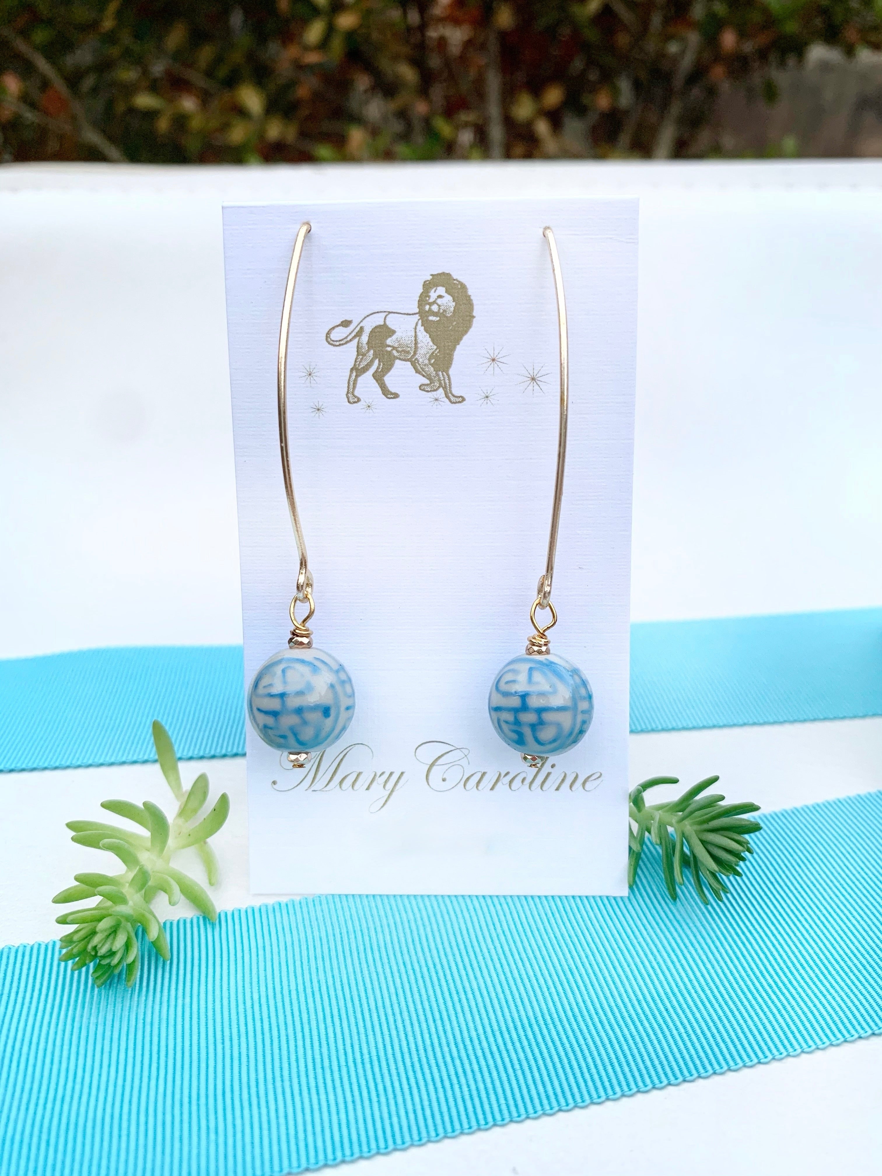 Chinoiserie wishbone earrings