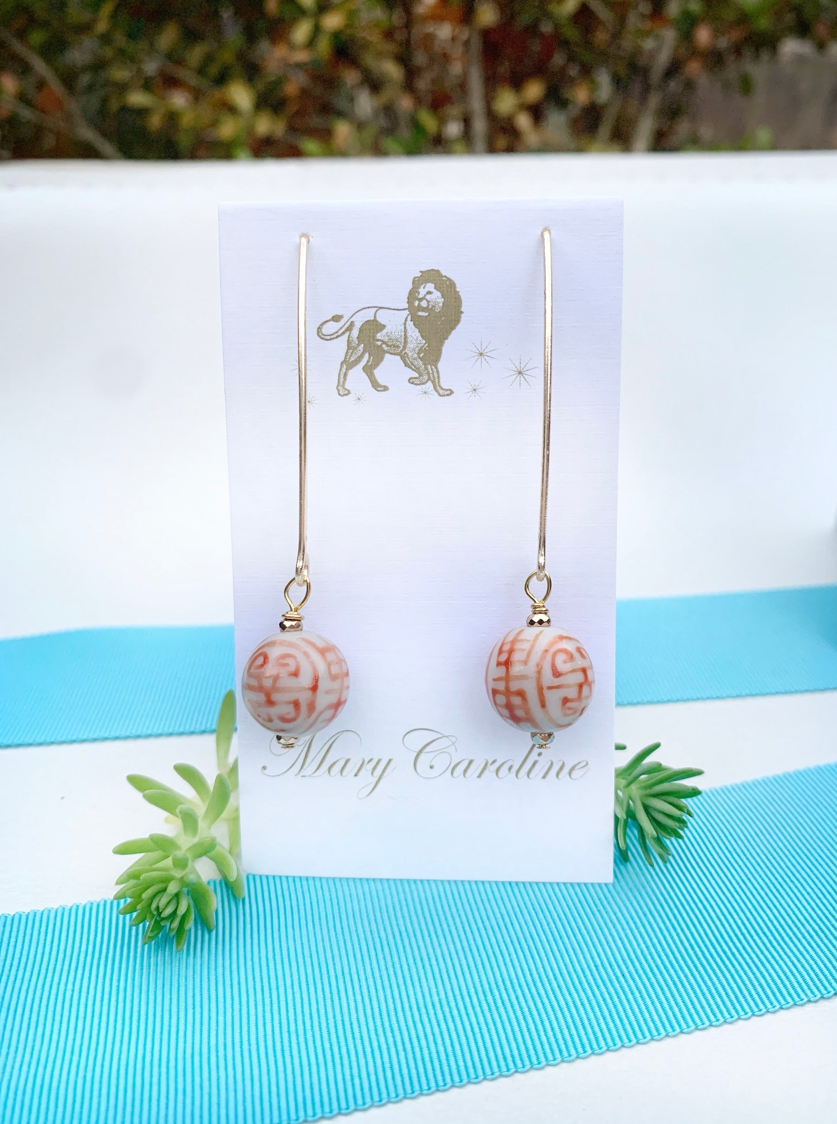 Chinoiserie wishbone earrings