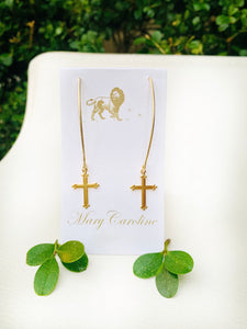 Wishbone cross earrings