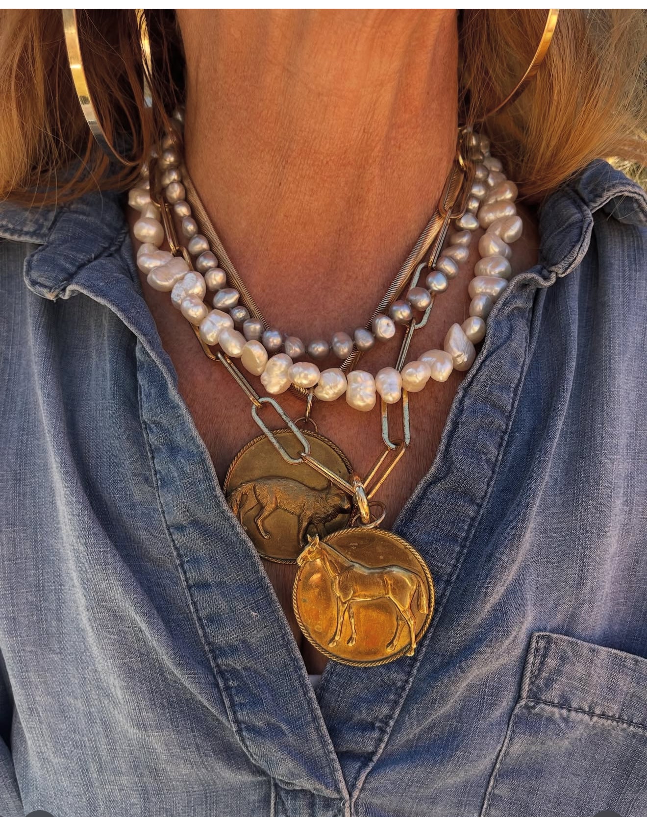 Platinum grey freshwater pearl necklace