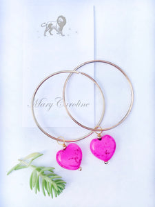 14k Gold Plate Heart Hoops