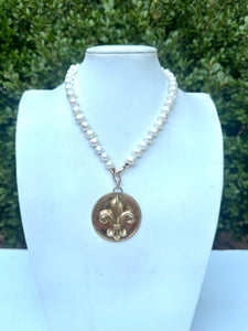 Fleur de Lis pearl necklace