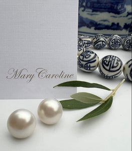 Pearl button earrings