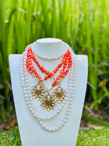 Rococo shell and coral necklace