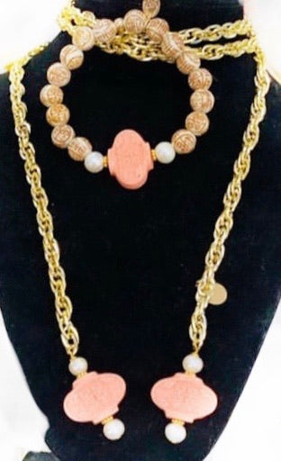 Pink howlite ginger jar bracelet