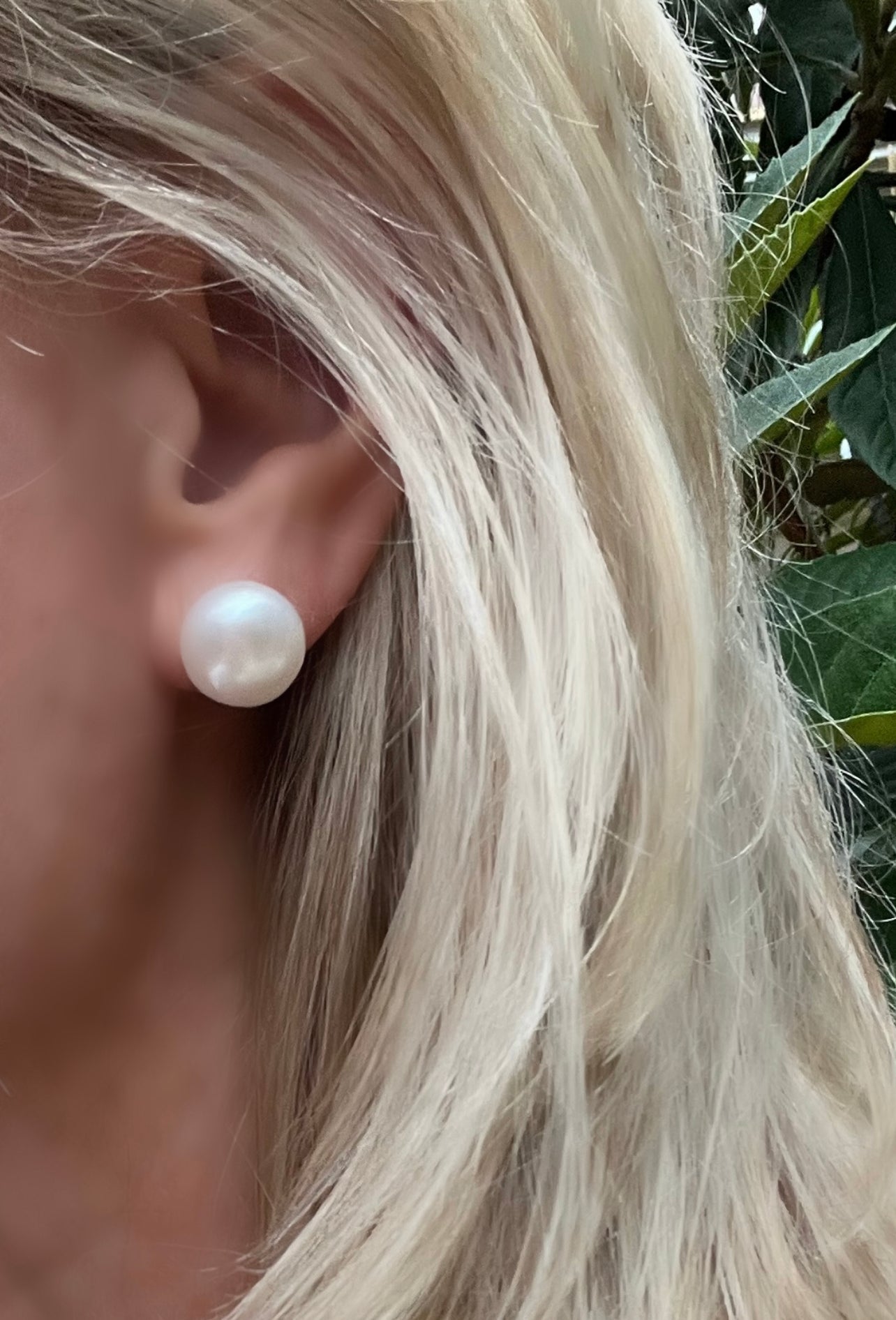 Pearl button earrings