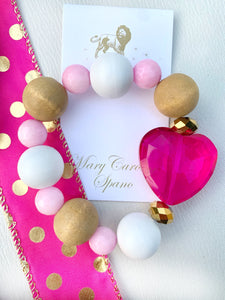 Fuchsia heart bracelet