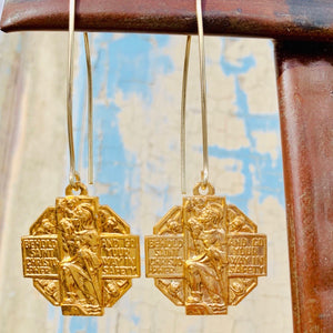 St. Christopher medal earrings