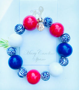 Red, white and Blue Chinoiserie bracelet
