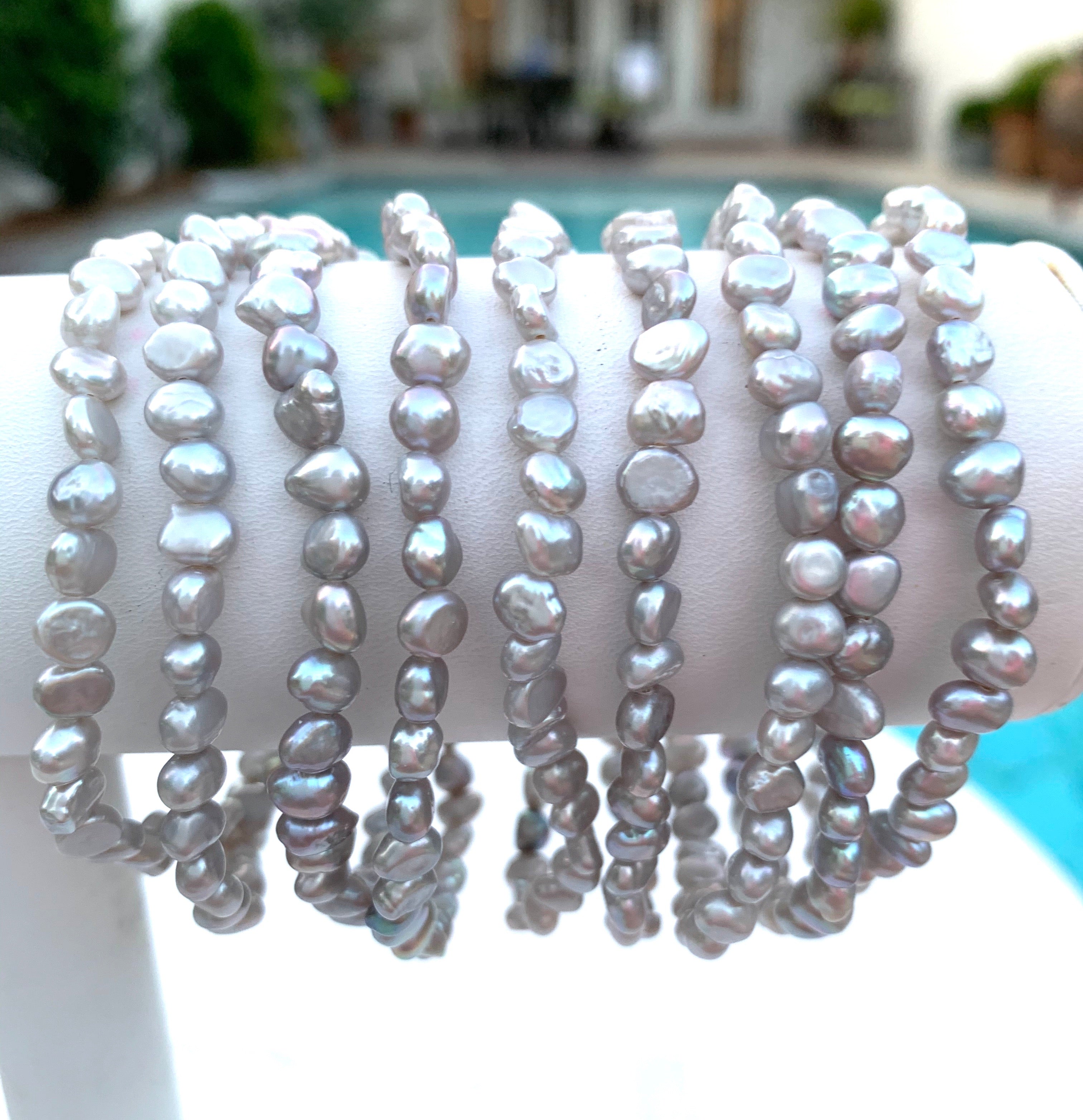 Micro Pearl Layering Bracelet- Pale Platinum