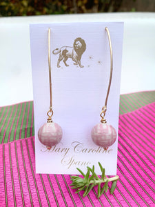 Chinoiserie wishbone earrings azalea pink