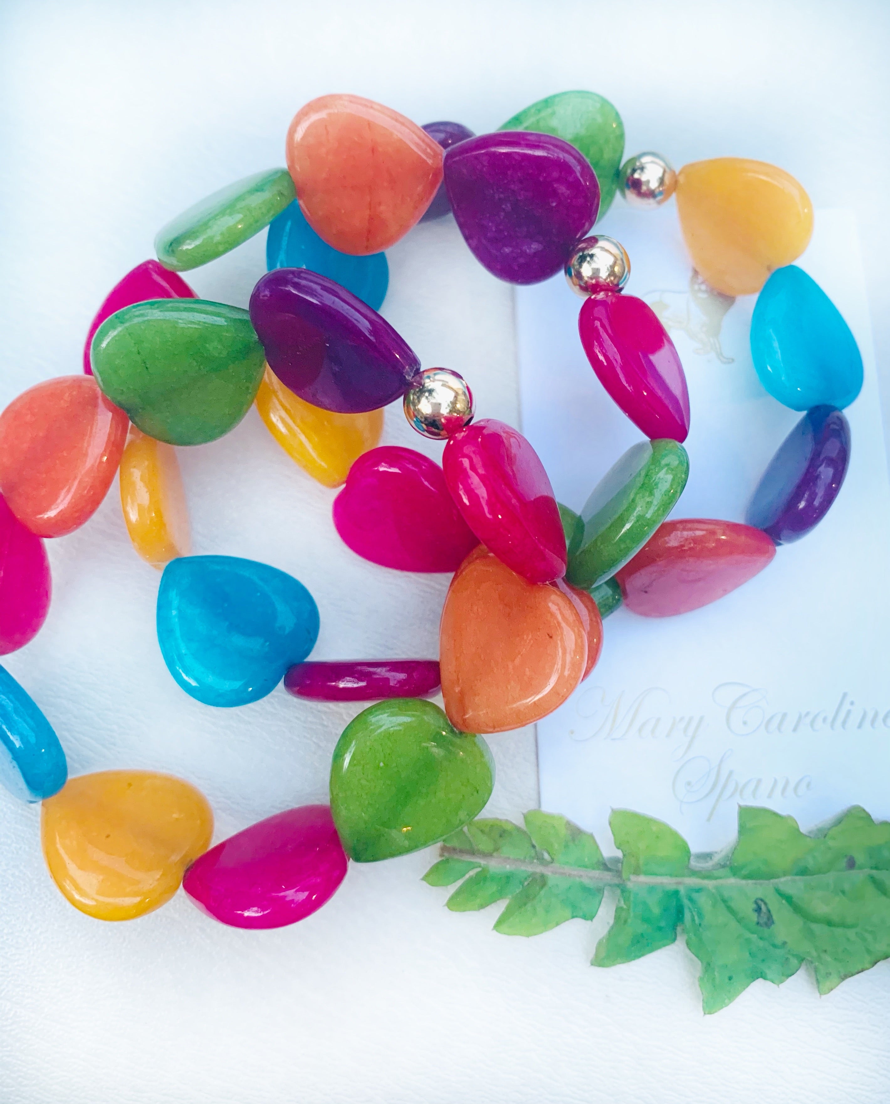 Multicolor Jade heart bracelet
